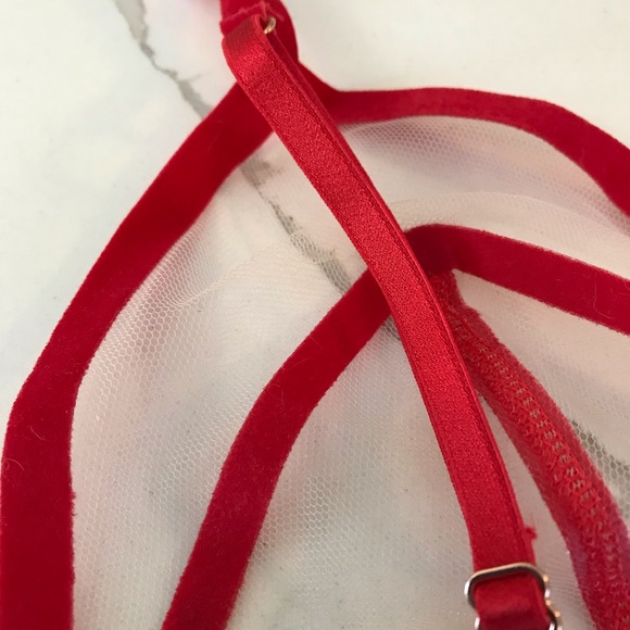 Savage x Fenty Mesh Red Velvet Bra Medium - Picture 6 of 6